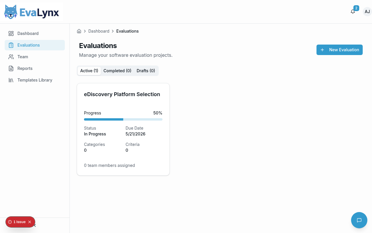 Evaluations Management Interface